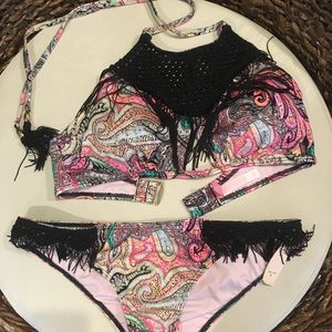 VS crochet/ fringe/ paisley bikini NWT